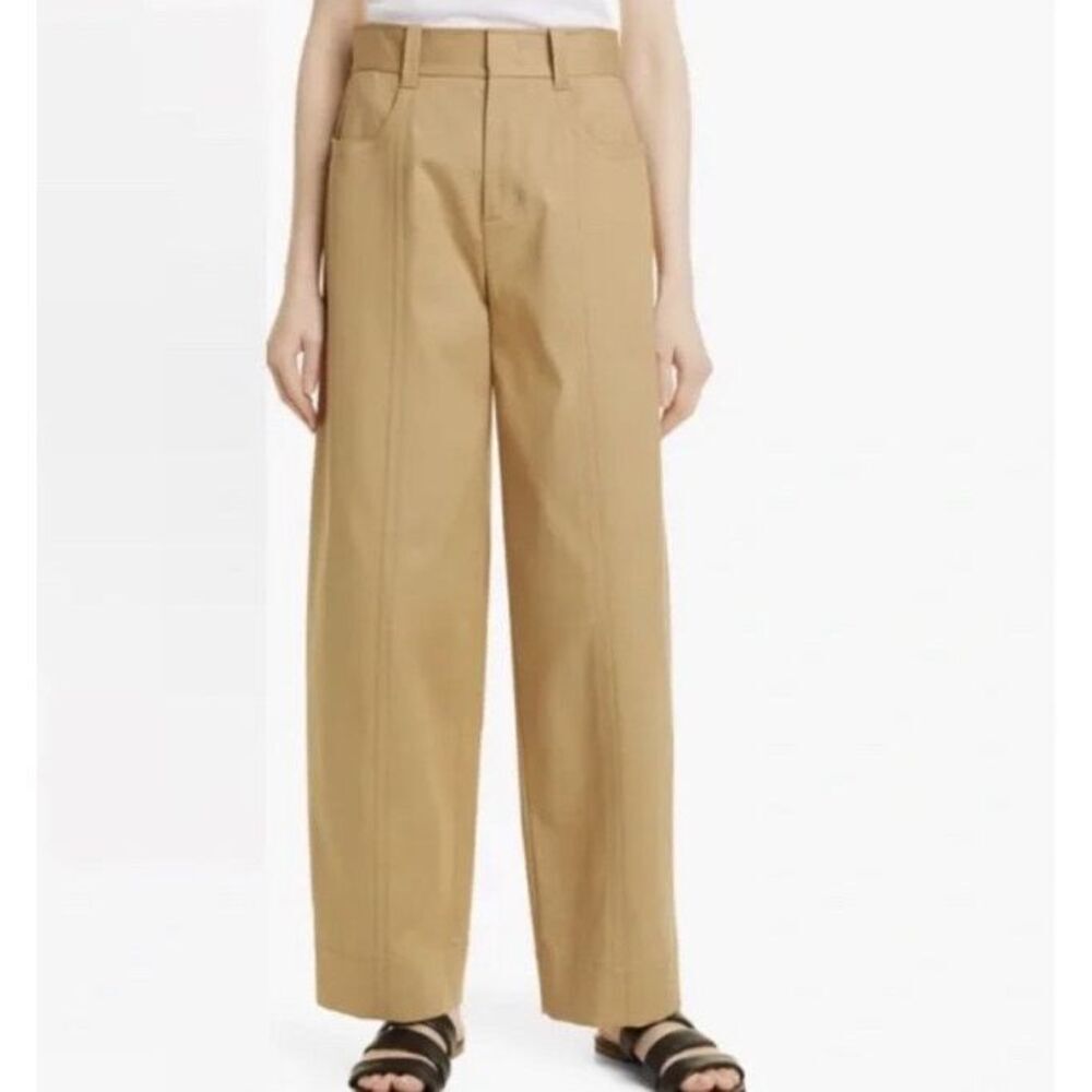 Vince Seam Front Trouser Wide Leg Camel Brown Khaki Size 10